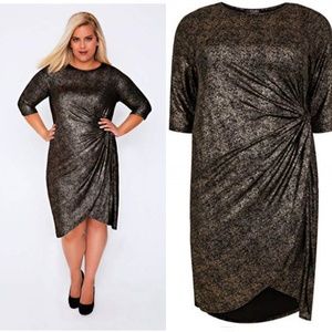 Gold/Black Shimmer Dress w/Twist Knot Front